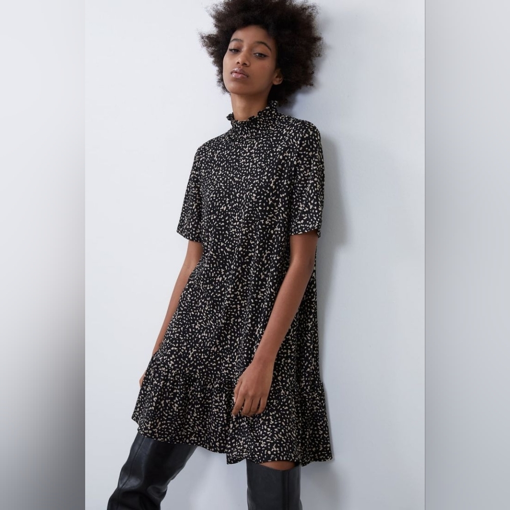 Zara Polka Dot Drop Waist Dress Size S